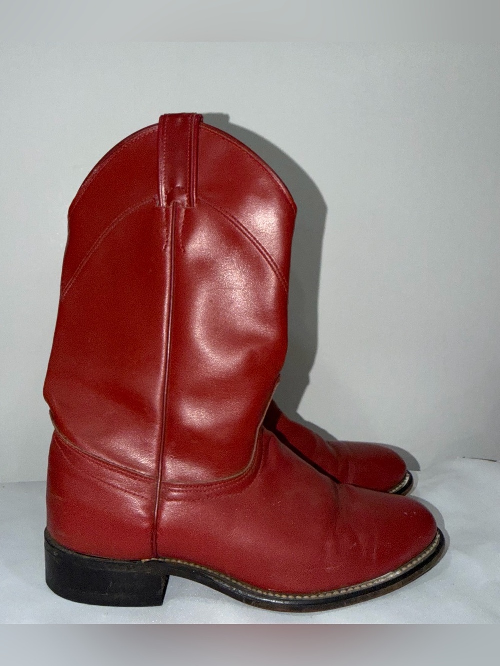 vintage Laredo Red Leather Roper Cowboy Boots - Picture 3 of 10